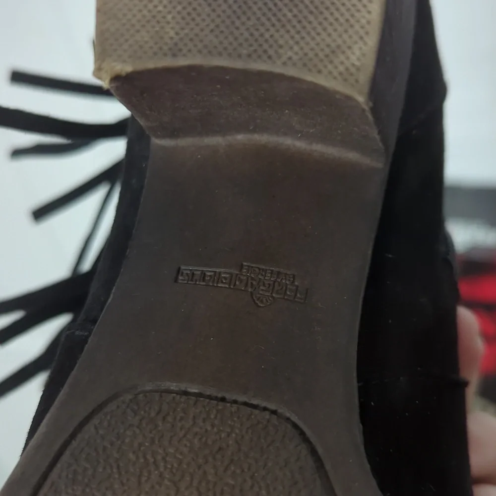 Euc Fringe Fergalicious Black Velour Boots